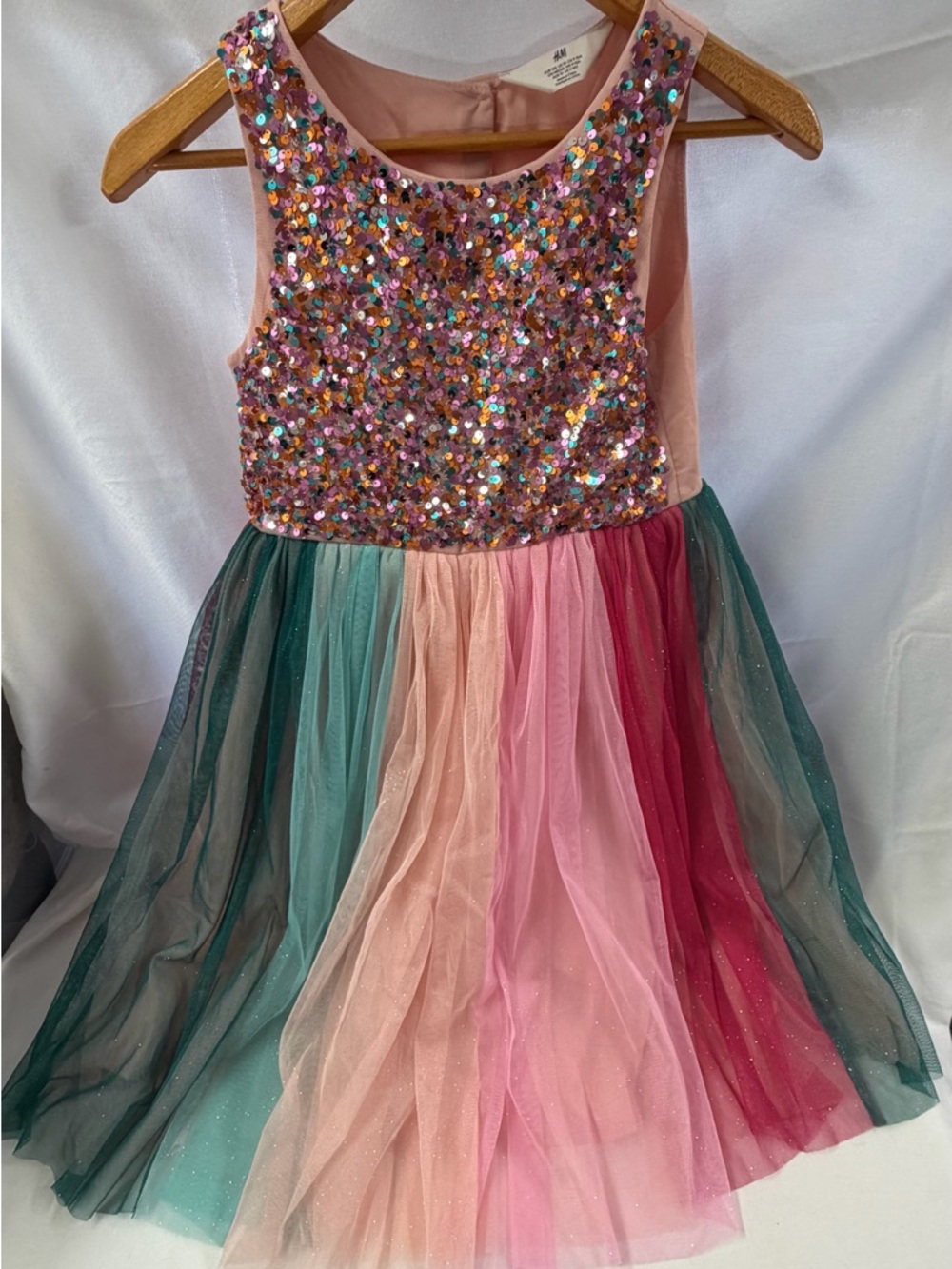 H&M Sequin Bodice Multicolor Tulle Party Dress